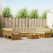 Set di divani da esterno con cuscino 10 pcs Naturale e Beige