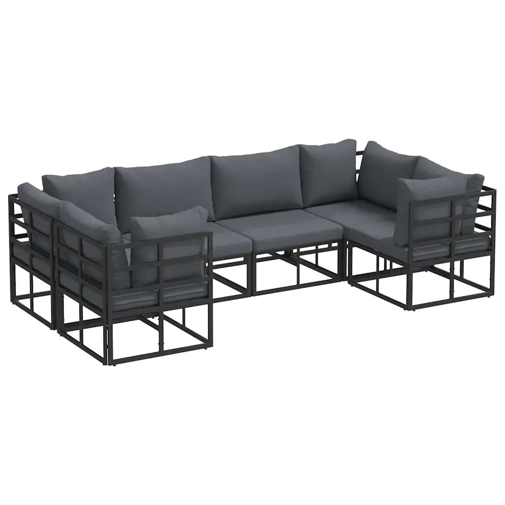 vidaXL Set Divano da Giardino 6 pcs Nero Alluminio