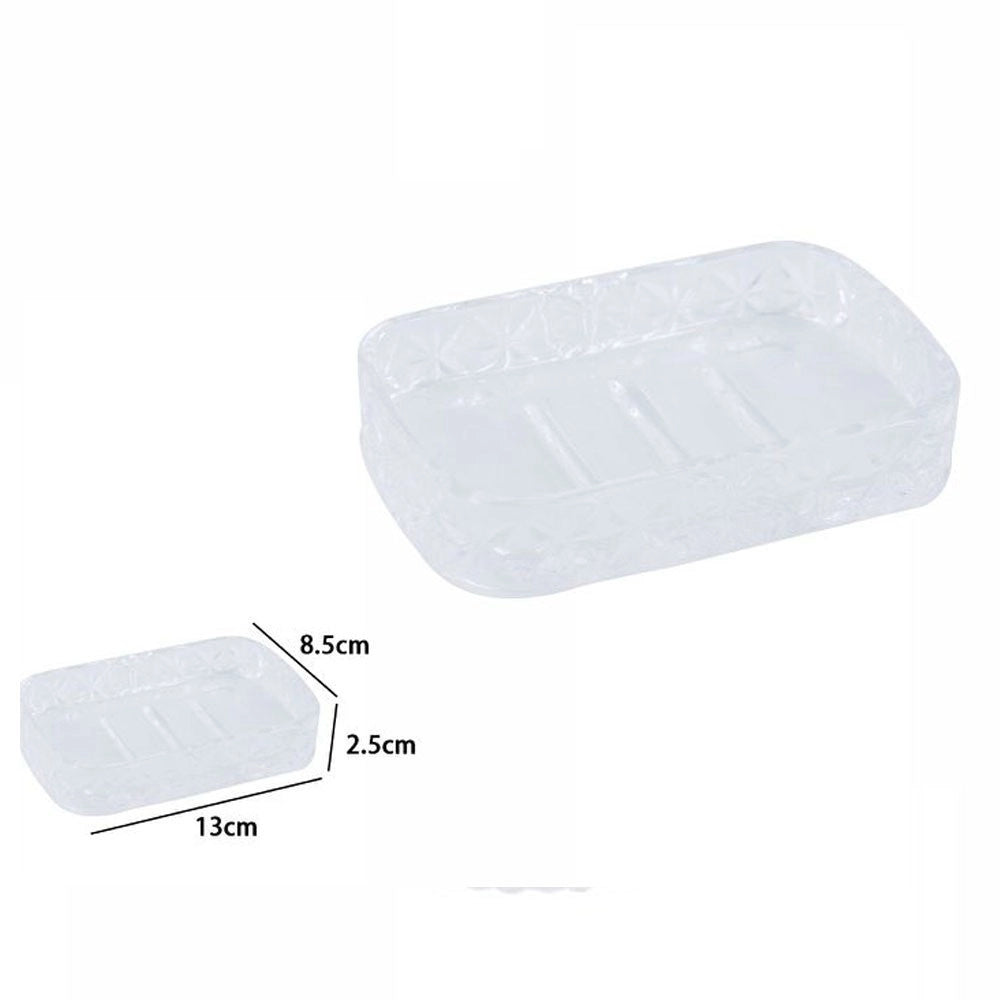 Trade Shop - Porta Sapone In Vetro Rettangolare Da Appoggio Bagno Vasca Doccia 8.5x13x2.5 Cm -