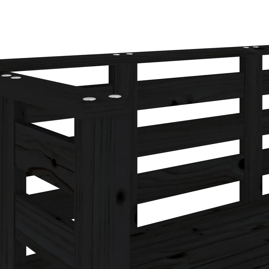 Panca da Giardino-Sgabello-Panca da esterno Nera 111,5x53x71 cm Legno Massello di Pino