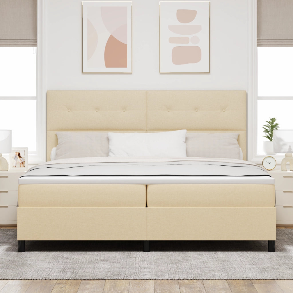 Letto a Box Spring con Materasso Crema 200x200 cm Tessuto