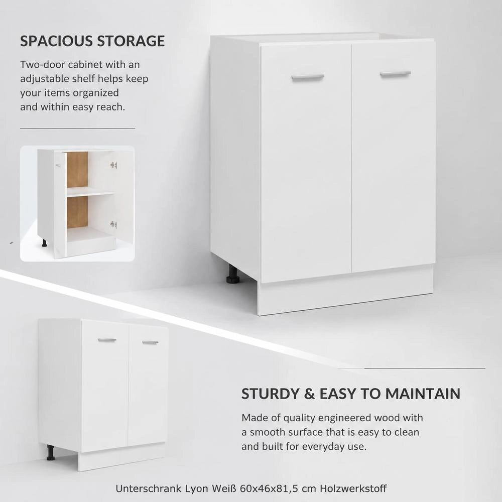 Base Cabinet Lyon White 60x46x81.5 Cm Wood-based Material
