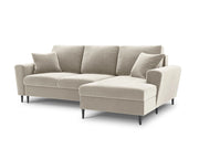 Cosmopolitan Design - Divano convertibile angolare destro con contenitore "Kyoto" 4 posti in velluto beige chiaro 