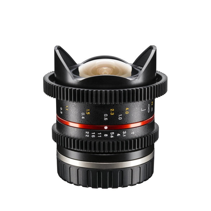 Walimex Pro 8mm 1:3.1 VCSC obiettivo Fish-Eye per foto e video (angolo di campo di 180 gradi, lenti MC, grande profondità di campo, apertura continua) per baionetta per obiettivi Sony E-mount nero