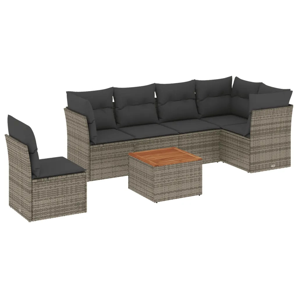 Set Divani da Giardino 7 pz con Cuscini Grigio in Polyrattancod mxl 89646