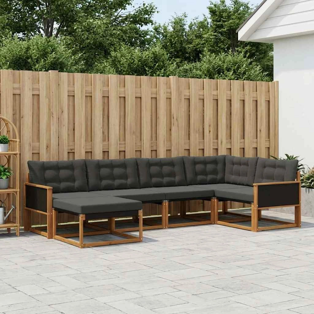 Set di divani da esterno 8 pz Naturale e Nero 3381608