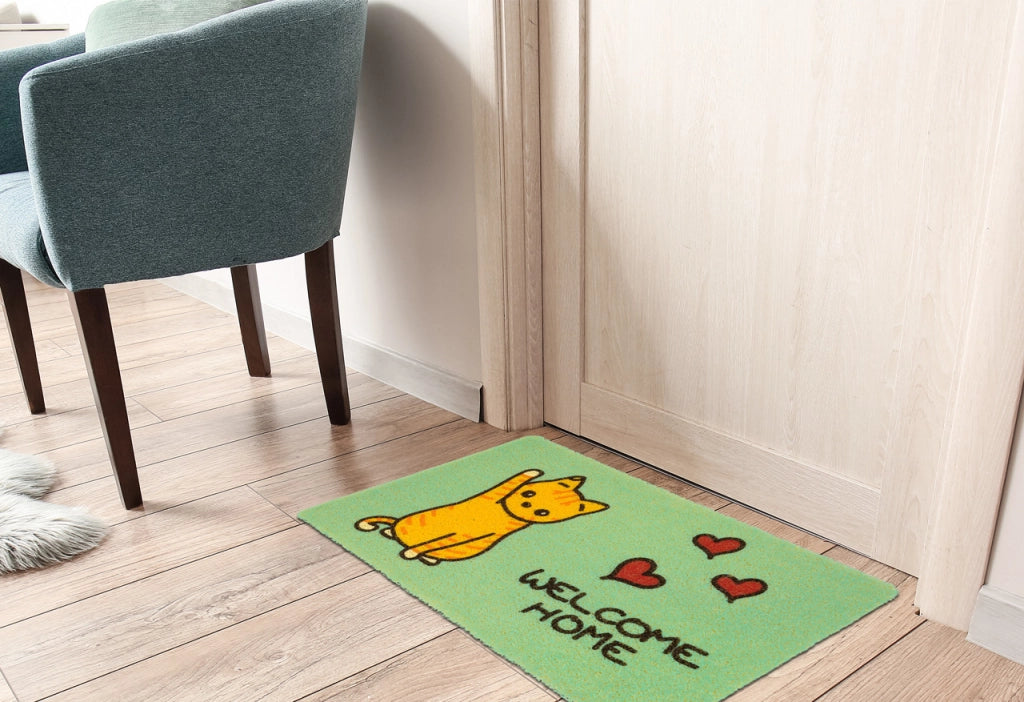 Zerbino Con Riccioli Vinilici Entrata Ingresso Casa Esterno Antiscivolo Curly In Varie Fantasie - 40x60cm - Gattino
