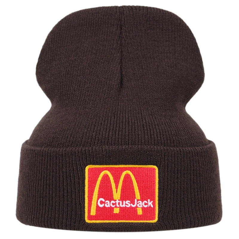 Cappelli invernali caldi con ricamo Cactus Jack, colore marrone.