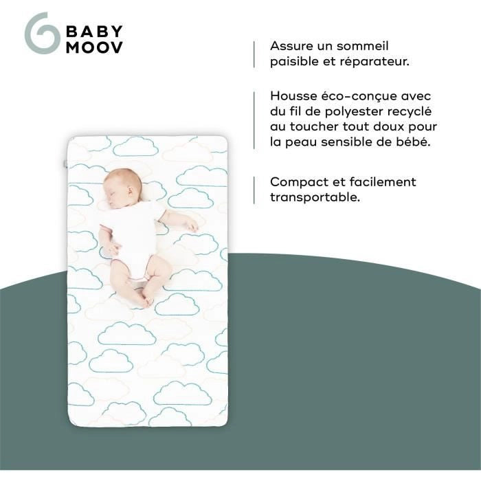 Babymoov Cosy'Lite Materasso da viaggio Nomad 60x120cm, misura universale, certificato oeko-Tex e riciclato