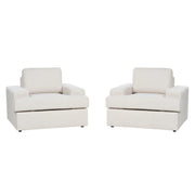 Set di 2 poltrone in tessuto grigio chiaro imbottite con schienale spesso imbottito Divano classico da salotto