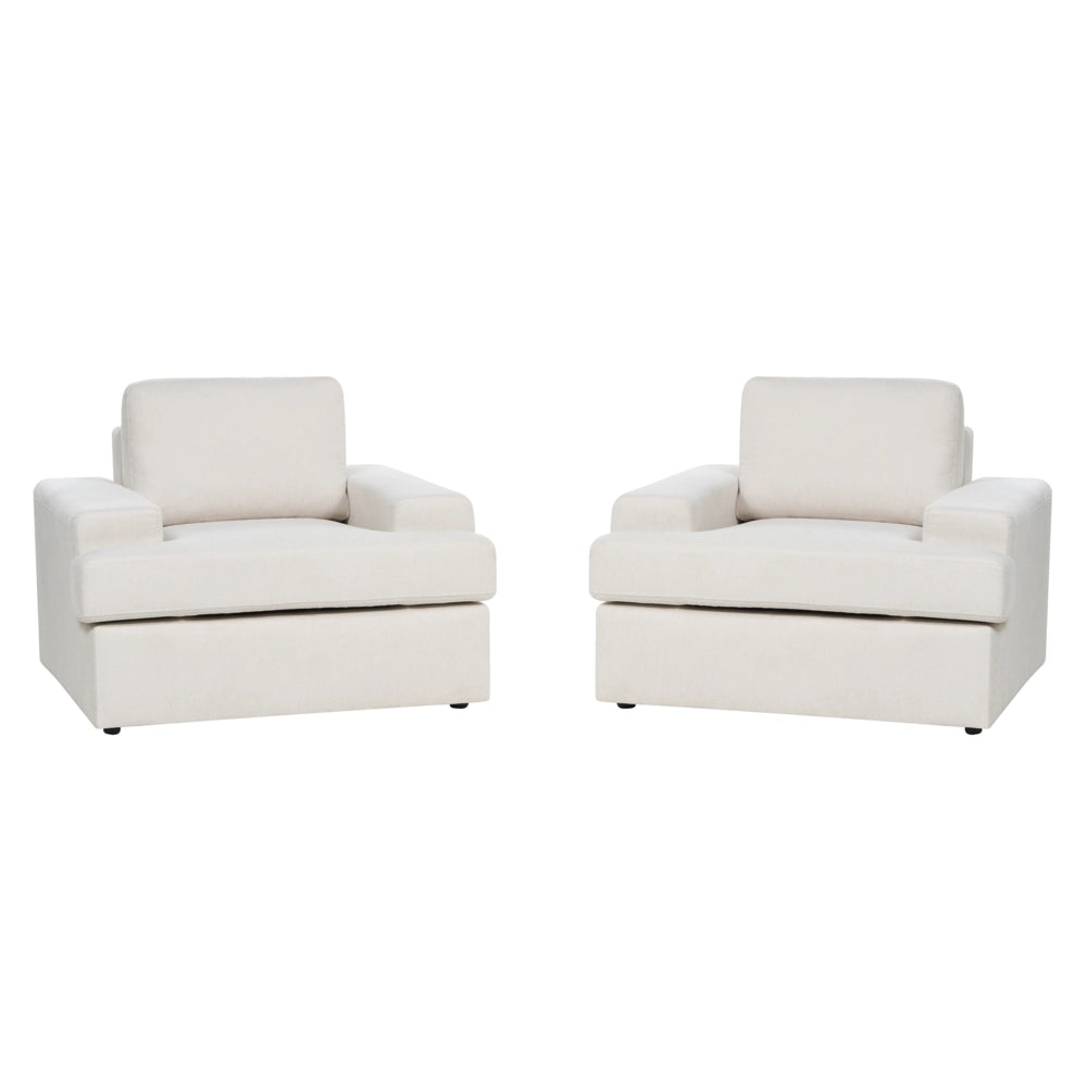 Set di 2 poltrone in tessuto grigio chiaro imbottite con schienale spesso imbottito Divano classico da salotto