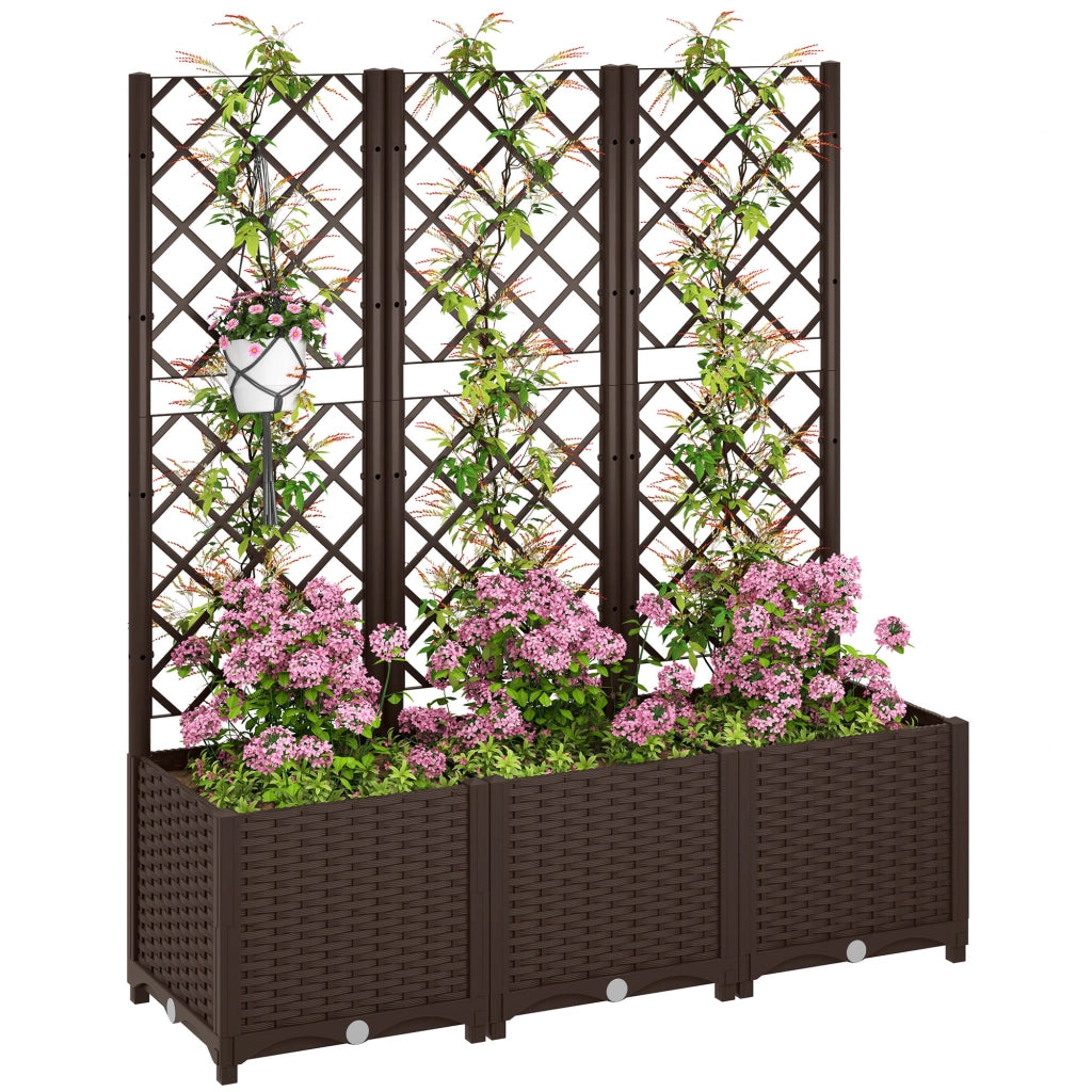Letto da giardino sopraelevato con fioriera ¨C zephmum ¨C marrone 120x40x135 cm