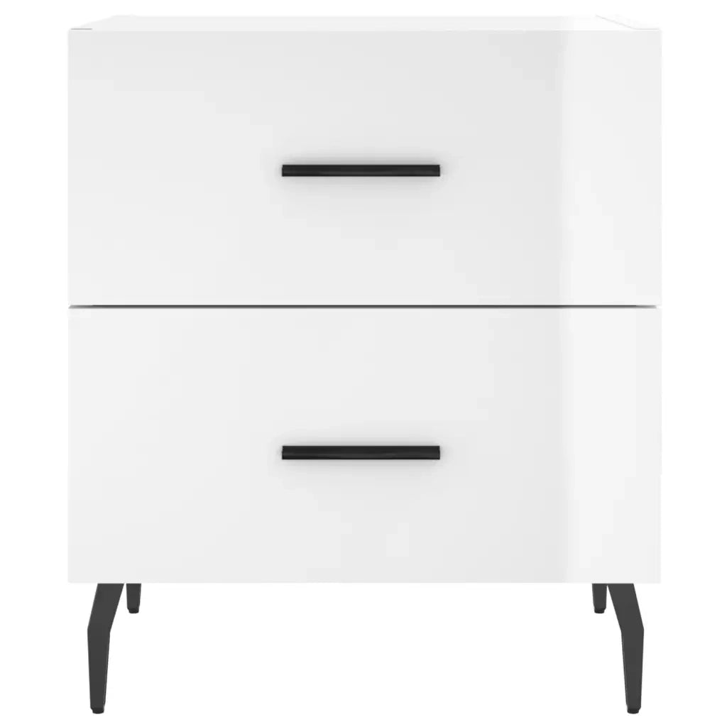 Comodini 2 pz Bianco Lucido 40x35x47,5 cm in Legno Multistrato 827345