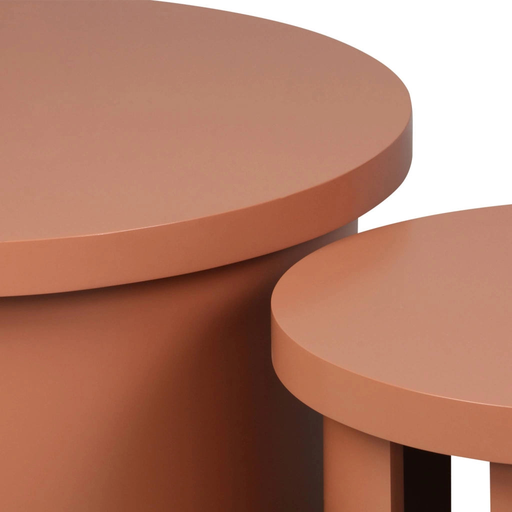 Set di 2 tavolini rotondi impilabili, terracotta