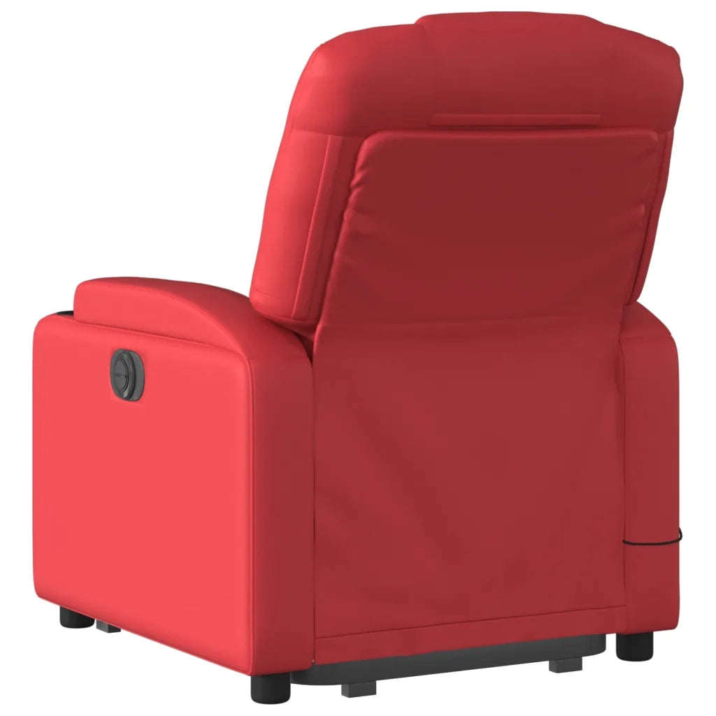 Poltrona Alzapersona Reclinabile Massaggio Rosso in Similpelle