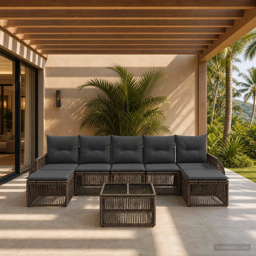 Set Divano da Giardino 8 pz Grigio e Grigio Scuro polyrattan 3435506