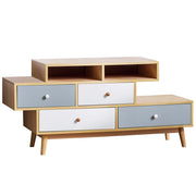 Credenza Marrone 4 Cassetti 2 ripiani Design asimmetrico scandinavo