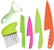 Set di 6 coltelli per bambini per tagliare in modo sicuro e cucinare - Coltello per tagliare verdure e frutta con impugnatura in plastica - Coltelli da cucina per bambini