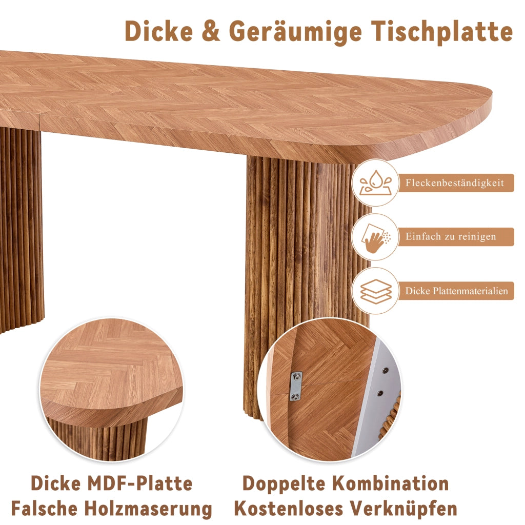 Tavolo da Pranzo Design Moderno con Gamba ad Arco ¨C Xylo ¨C Noce, 180x90 cm