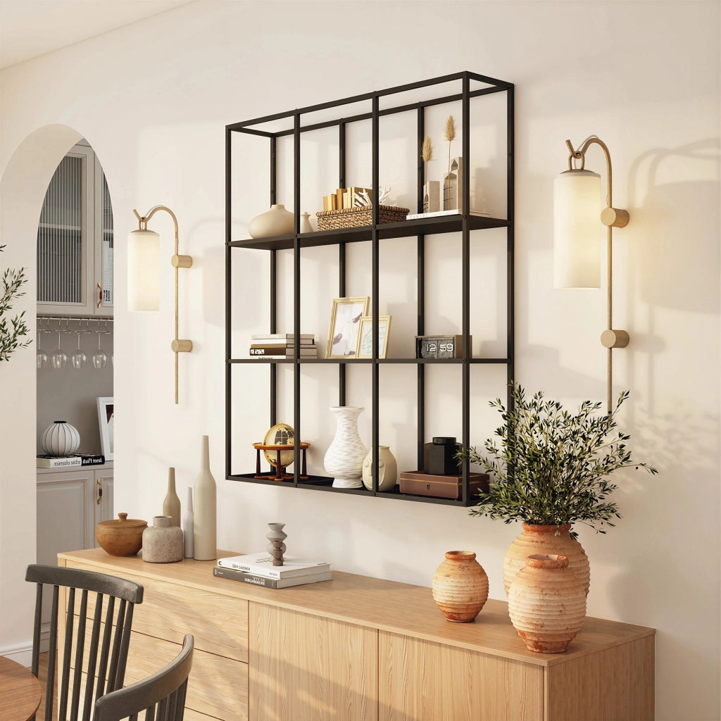 Libreria Murale a Ripiani in Metallo ¨C zephmum ¨C 87.5x18x100cm Nero