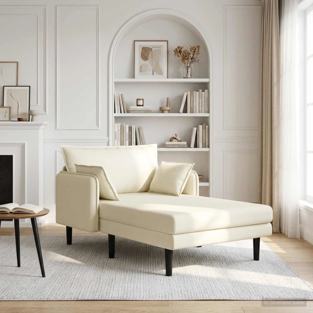 Chaise longue oversize Crema Tessuto in velluto a coste 42048075