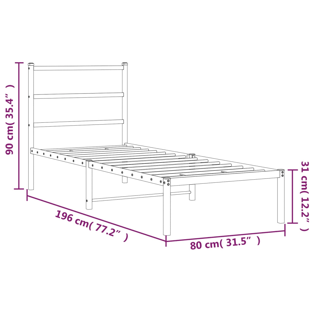 Giroletto senza Materaso con Testiera Metallo Bianco 75x190 cm
