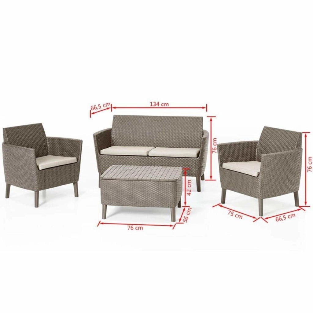 SALOTTO SALEMO 4 PZ C/CUSCINI CAPPUCCINO- KETER- 1,0 confezione
