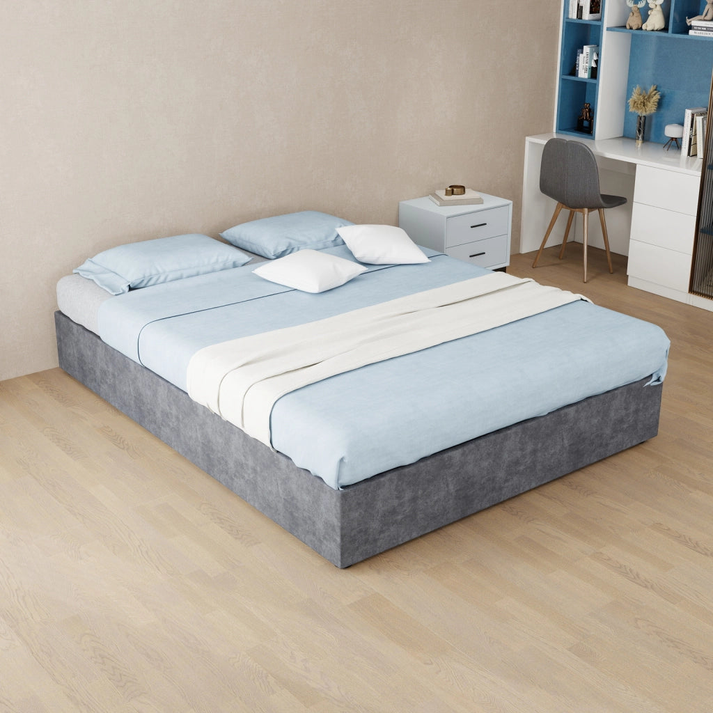 LETTO Struttura letto 140x200 cm Grigio in tessuto e metallo