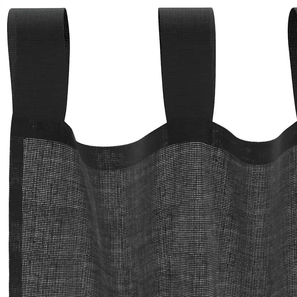 Tende in Voile con Linguetta 2 pz Nero 4102260