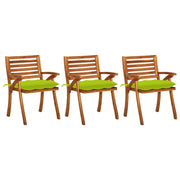 Sedie da Pranzo da Giardino con Cuscini 3 pz Massello di Acacia cod mxl 7096