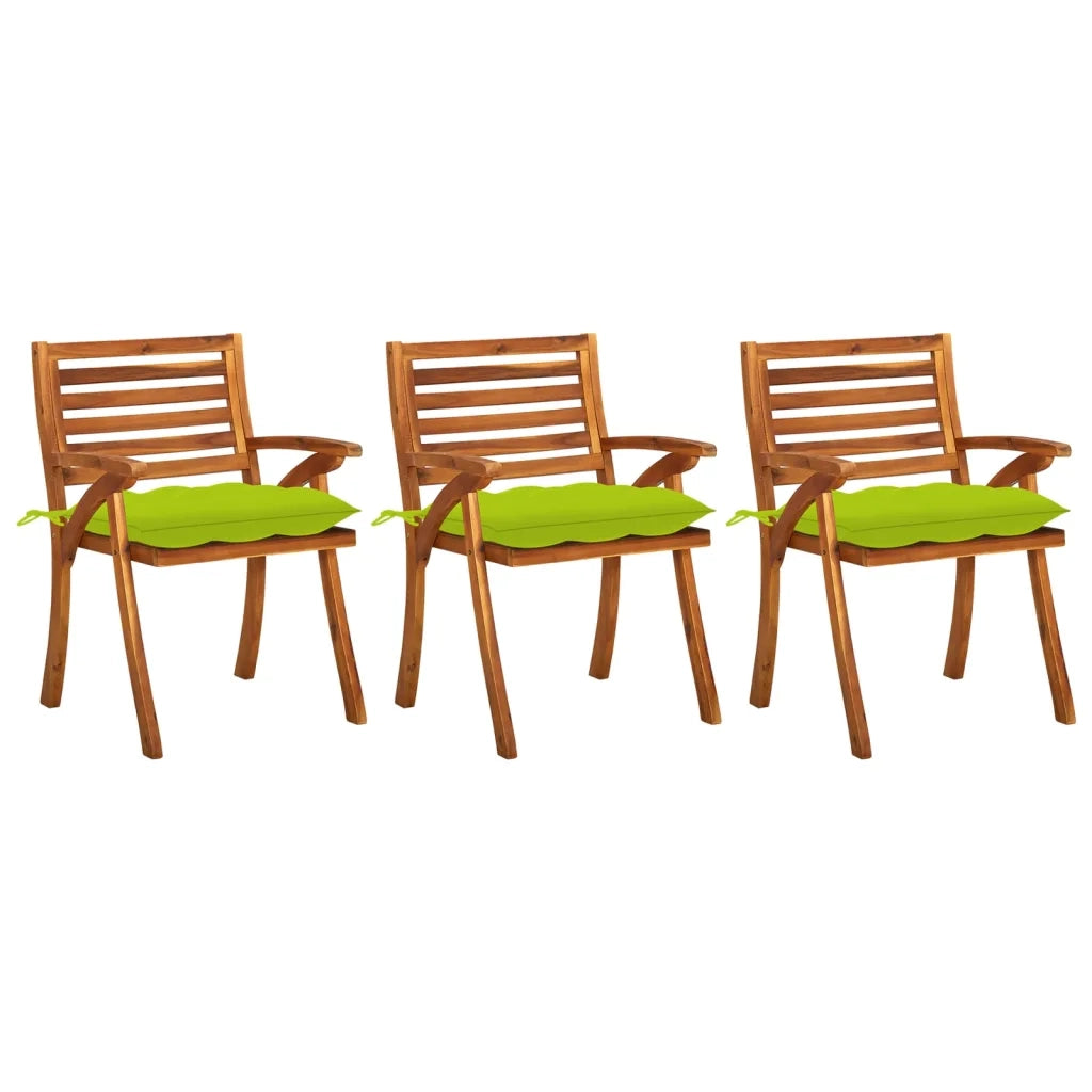 Sedie da Pranzo da Giardino con Cuscini 3 pz Massello di Acacia cod mxl 7096