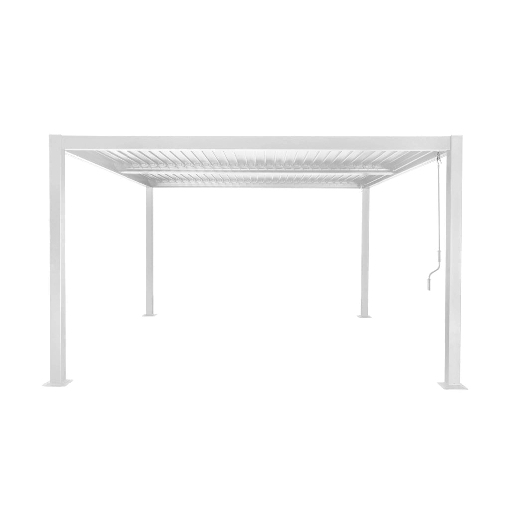 Pergola bioclimatica 3.6x3.6m in alluminio e acciaio con lamelle