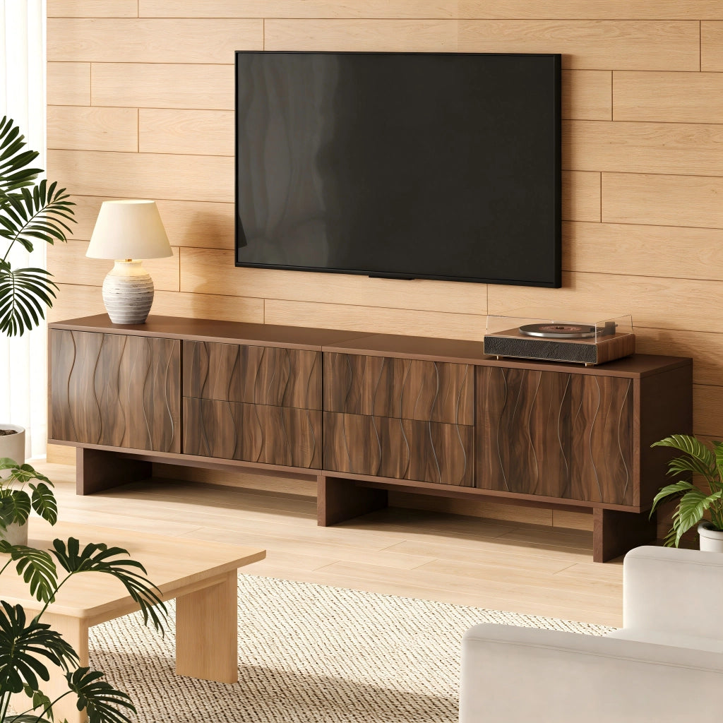 Mobile TV con Cassetti e Ante ¨C Xylo ¨C Noce, 180x40x56 cm, fino a 75 Pollici