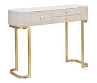 Console Fissa 3 Cassetti Beauty 100x80x40 cm in Legno MDF e Metallo Crema/Oro