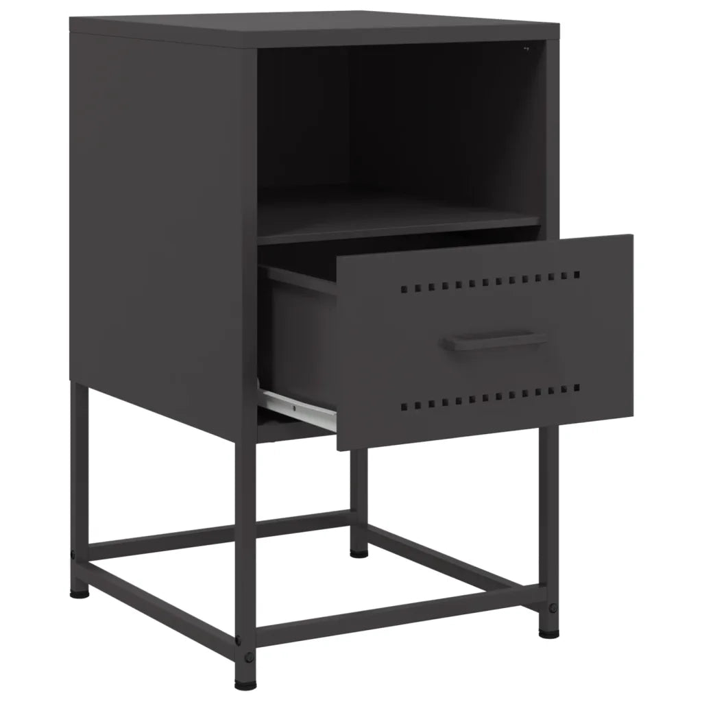 Set di 2 Comodini | Armadio da Notte | Mobiletto da notte Neri 36x39x60,5 cm in Acciaio