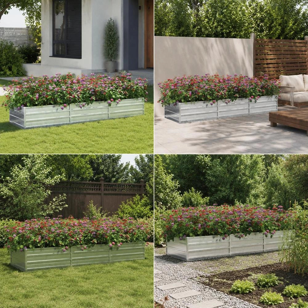 Garden Raised Bed 240x80x45 Cm Galvanized Steel Silver