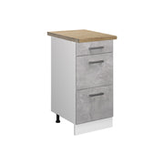 Vicco Mobiletto base per cucina Calcestruzzo 40 cm con cassetti, PL Rovere