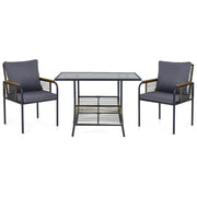 Set da bistrot per patio 104 x 66 x 71 cm salvaspazio comodo impilabile sedia di design in rattan grigio 20_0019438