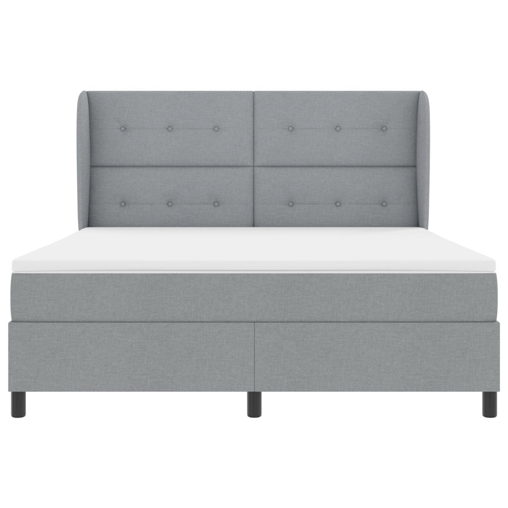 Letto Box Spring con Materasso in Grigio Chiaro, 180x200 cm, Tessuto