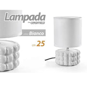 Trade Shop - Lampada Abat Jour Tavolo Comodino E14 Base Ceramica Rilievo Lux 25 X 15cm 837418 -