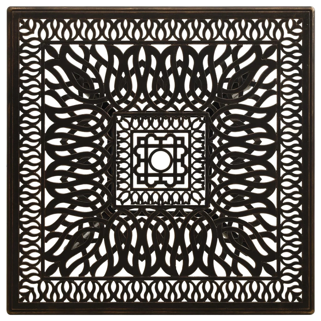 Tavolo da Giardino Bronzo 90x90x73 cm in Alluminio Pressofuso 315588