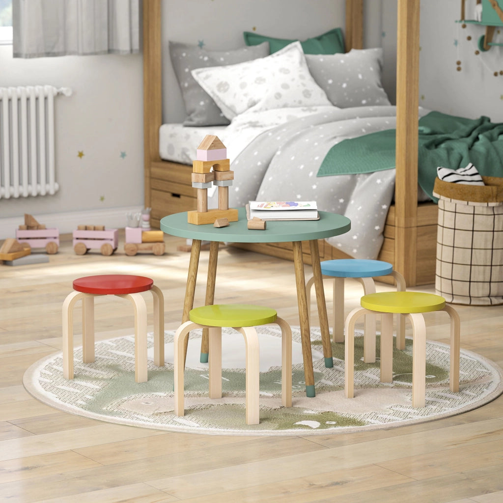 Sgabello Impilabile Set 4 Pezzi ¨C Xylo ¨C Compensato di Betulla Laccato Multicolore con Piedini in Feltro