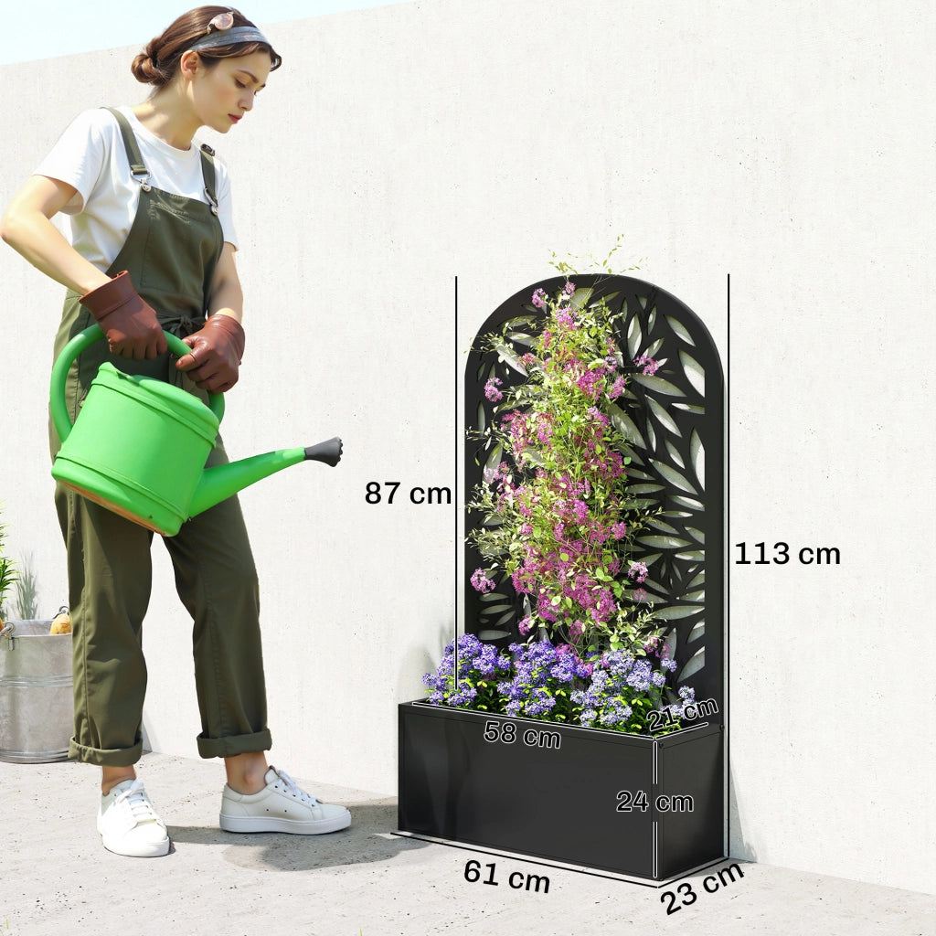 Fioriera da muro con griglia in metallo ¨C zephmum ¨C 61x23x113 cm nera