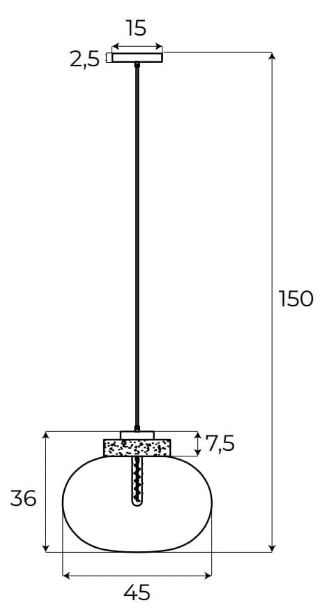 Lampada sospensione MOONSTONE vetro fumé Ø45 E27 Maxlight
