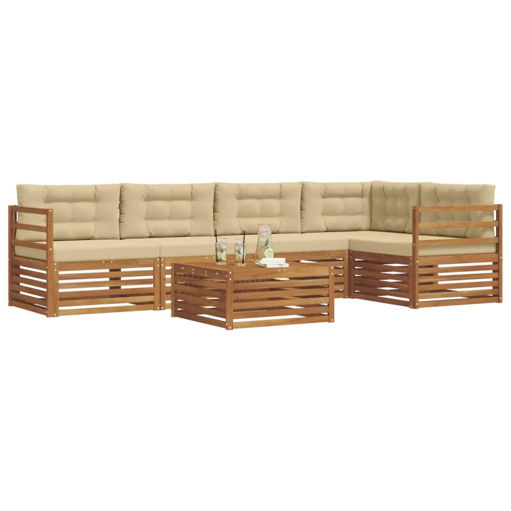 Set di divani da esterno con cuscino 6 pcs Naturale e Beige 3373483