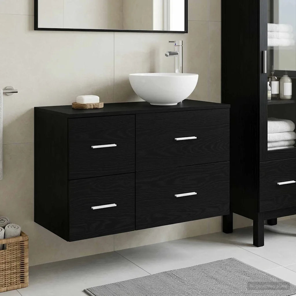 Set di mobili per il bagno 2 pcs Rovere Nero 3403953