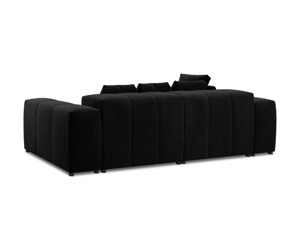 Cosmopolitan Design - Divano angolare modulare reversibile "Rome" 4 posti in velluto nero 