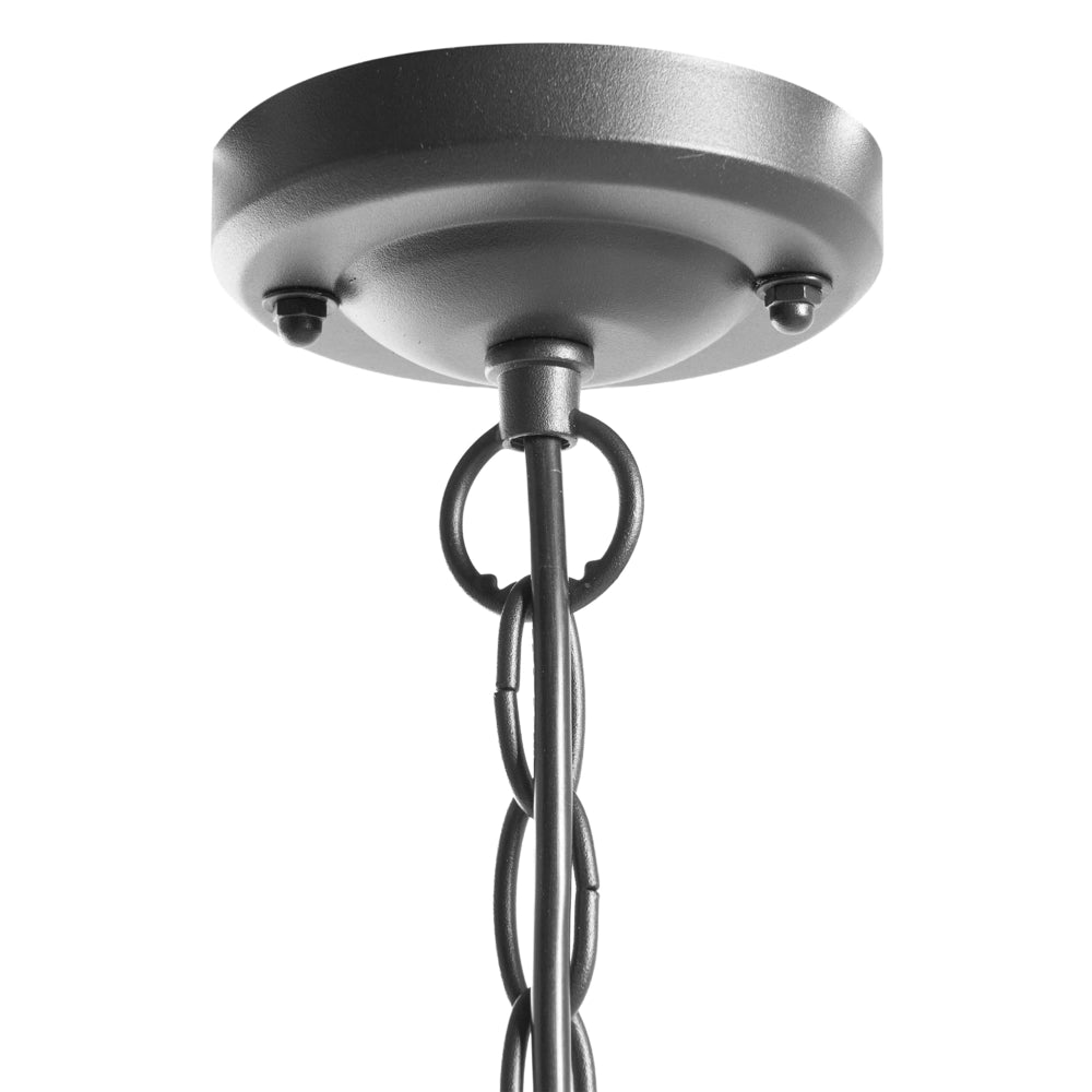Lampada a sospensione da esterno per l'illuminazione e la decorazione del giardino, struttura in alluminio opaco, paralume in vetro, nera