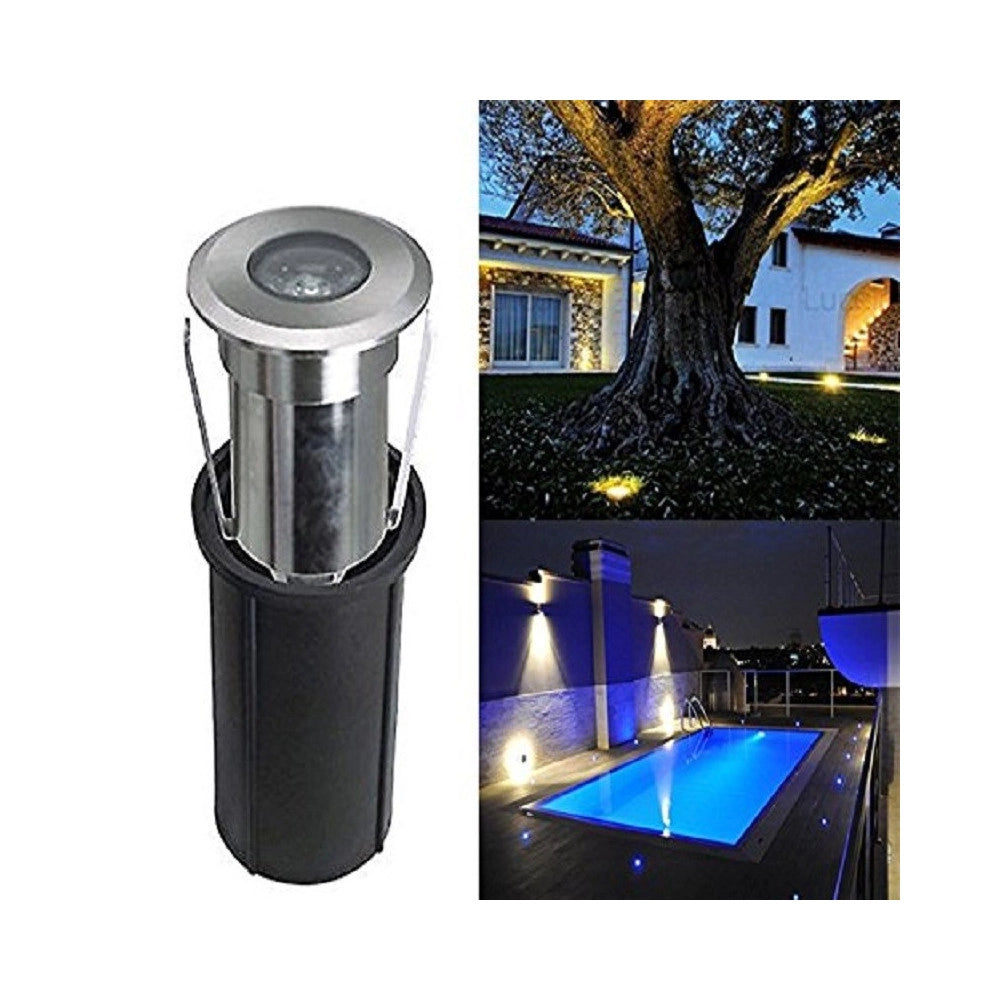 Trade Shop - Faretto Segnapasso Led 2w Luce Blu Ray Calpestabile Impermeabile Incasso Esterno Ip68 -