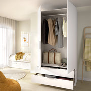 Armadio Camera da Letto Montclare, Guardaroba 2 Ante un Ripiano, 51x204h cm Bianco
